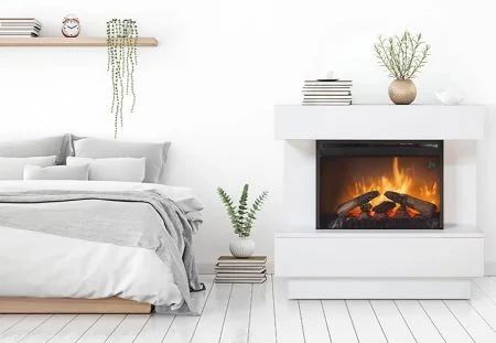 Chimenea eléctrica diseñada para calentar y admirar un fuego acogedor en la pared de tu hogar sin necesidad de mantenimiento ni combustibles
